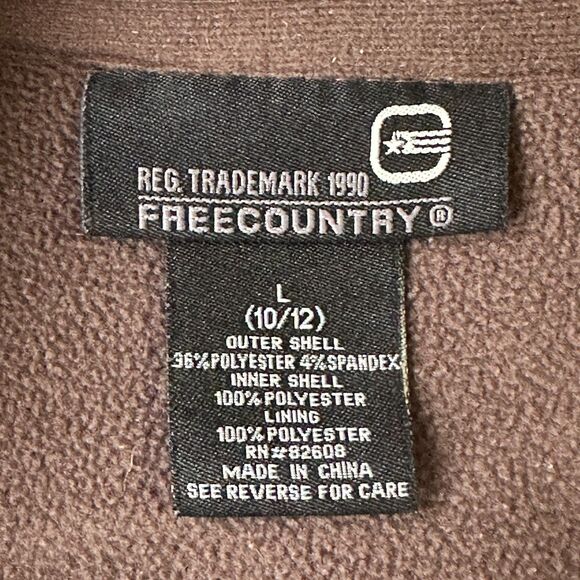 Free Country Jacket Kids Large 10/12 Softshell Zip Up Sweater Coat Brown Orange - Picture 3 of 6